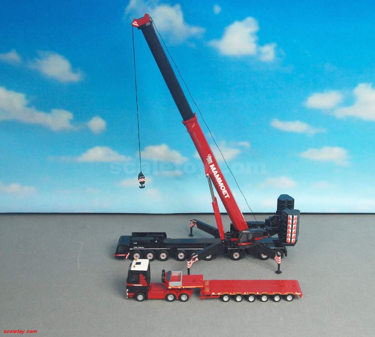 axle semi lowloader set 利勃海尔ltm1750起重机及奔驰挂车套装模型